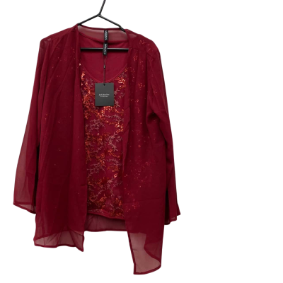 Just Fashion Now - Women's  Maroon sequins pattern tank with cardigan set -  Size XXL - NWT