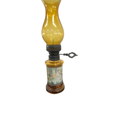Vintage Kerosene Lamp World Map Glass 