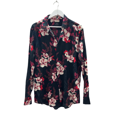 Armani Exchange Size L Long Sleeve Button Up Shirt Pink Floral