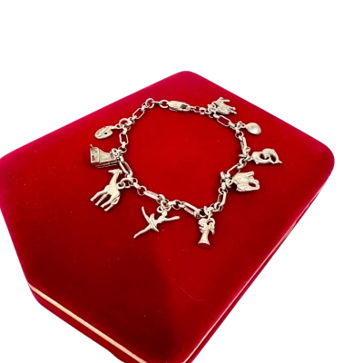 Vintage Silver (925) Charm Bracelet (14.3 gms) 
