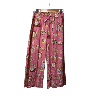 Sportsgirl Womens Size 10 Pink / Multicoloured Pattern Wide Leg Pants 
