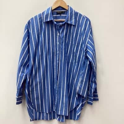 Decjuba Womens  Size XXS Button Up Top Blue / Striped / White 