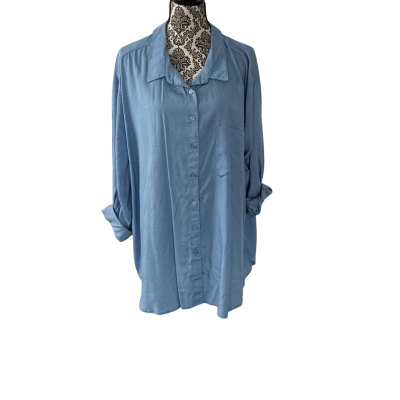 Suzannegrae Womens  Size 24 Long Sleeve Shirt Blue 