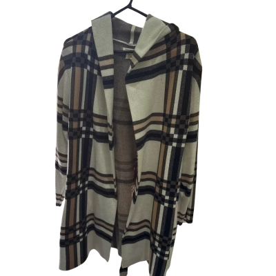 Christian Siriano Womens  Size 26 /28 Brown Striped Hooded Coat 