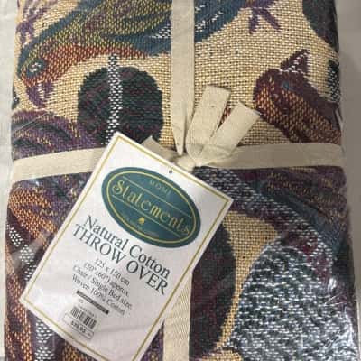 Natural cotton THROW COVER - NEW in packaging 