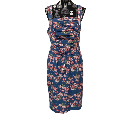 Miss Anne Womens  Size 16 Midi Dress Blue / Floral BN