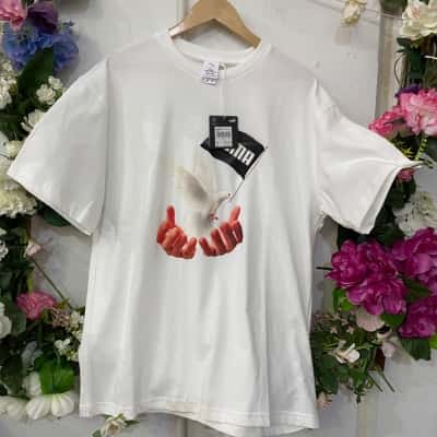 Puma Mens  Size L White graphic tshirt