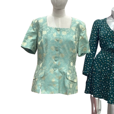 Anthea Crawford Womens Size 14 Spearmint Button Up Top 