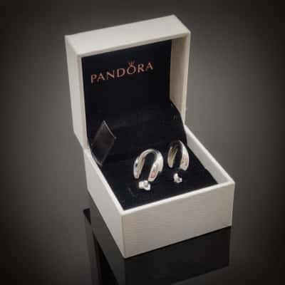 Pandora 925 Silver Twisted Hoop Earrings 