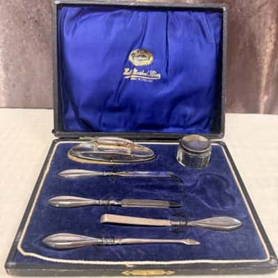 William Manton Edwardian Sterling Silver Manicure Set. 