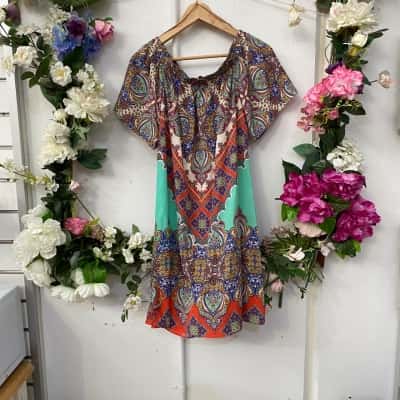 Kachel Womens  Size 8 Midi silk Dress Multicoloured 