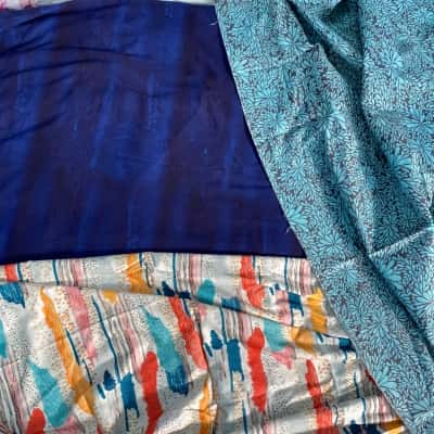 Blue Pattern (140cm x 190cm) And Colourful Pattern (150cm x 140cm) And Grey Blue FLoral (160cm x 70cm) Fabric