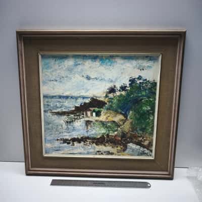 Janet A Horsfall Oil Painting Beaumaris Bathing Boxes Original Framed Art 1978