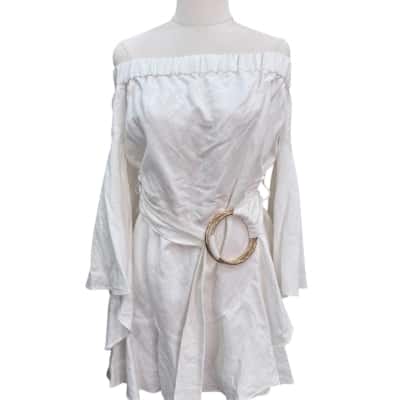 Shona Joy Womens  Size 6 Off The Shoulder Dress White