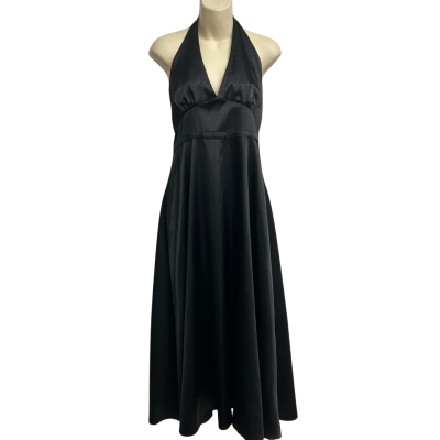 Guillo Size 12 Black Halter Neck Formal Dress