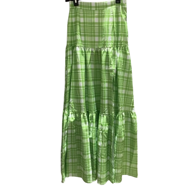Seven Wonders Womens Size S Maxi Skirt Checked / Green
