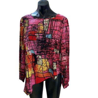 Freeze Womens  Size M Long Sleeve Top Pink / Black  / Orange / Pattern / Pink  / Red 