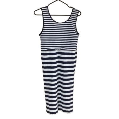 Ripe Womens  Size L Midi Dress / Sleeveless Dress  Navy Blue / Off White / Striped 