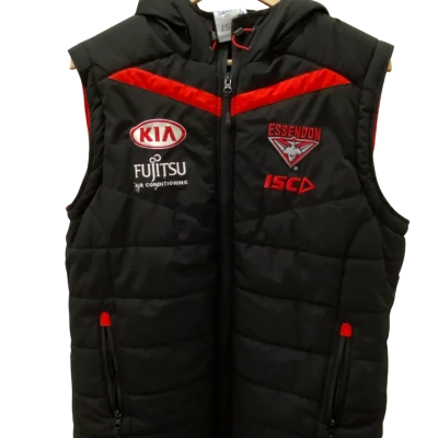 AFL Mens  Size L Puffer / Vest Black  / Red. Bombers 
