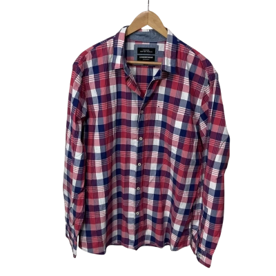 Country Road Mens Size XL White / Red / Blue / Checked  Long Sleeve Shirt