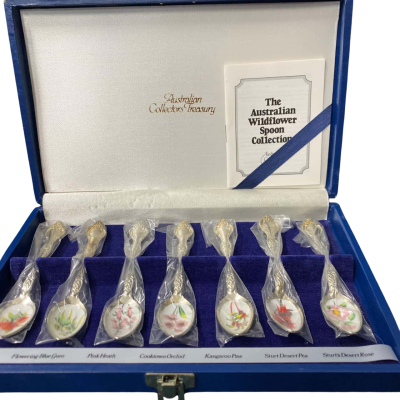 Australian Collectors Treasury. Silver plate and enamelled wildflower spoons