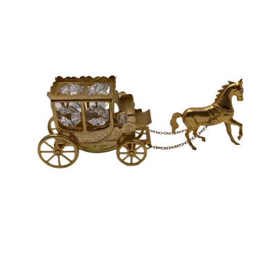 Spectra Swarovski 24 kt gold plated horse and carriage