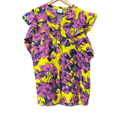 Husk Womens Purple/Yellow Floral Silk Top & Skirt Set 