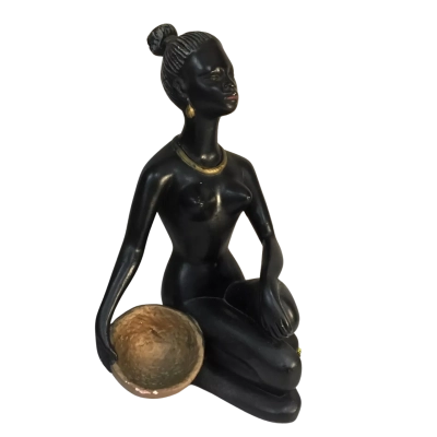 Vintage Woman with Basket Figure Approx 31 x 11cm