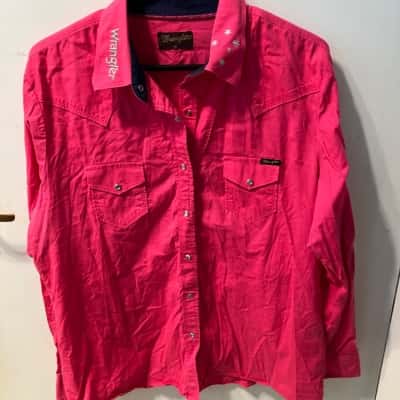 Wrangler Womens  Size 16 Long Sleeve Shirt Pink  