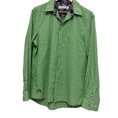 John Lennon Mens  Size L Long Sleeve Shirt Green / Navy Blue / Orange / Pattern / Red 
