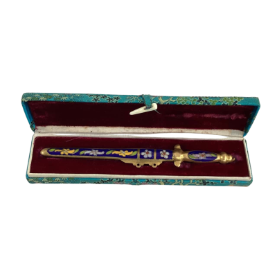 Vintage Chinese Cloisonné Sword Letter Opener in Box 