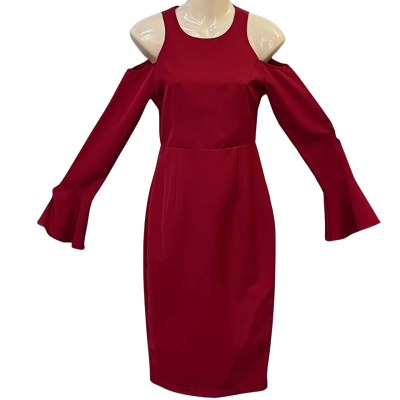 Whyte Valentyne Womens Size 6 Bodycon/Long Sleeve/Midi Dress Maroon/Red
