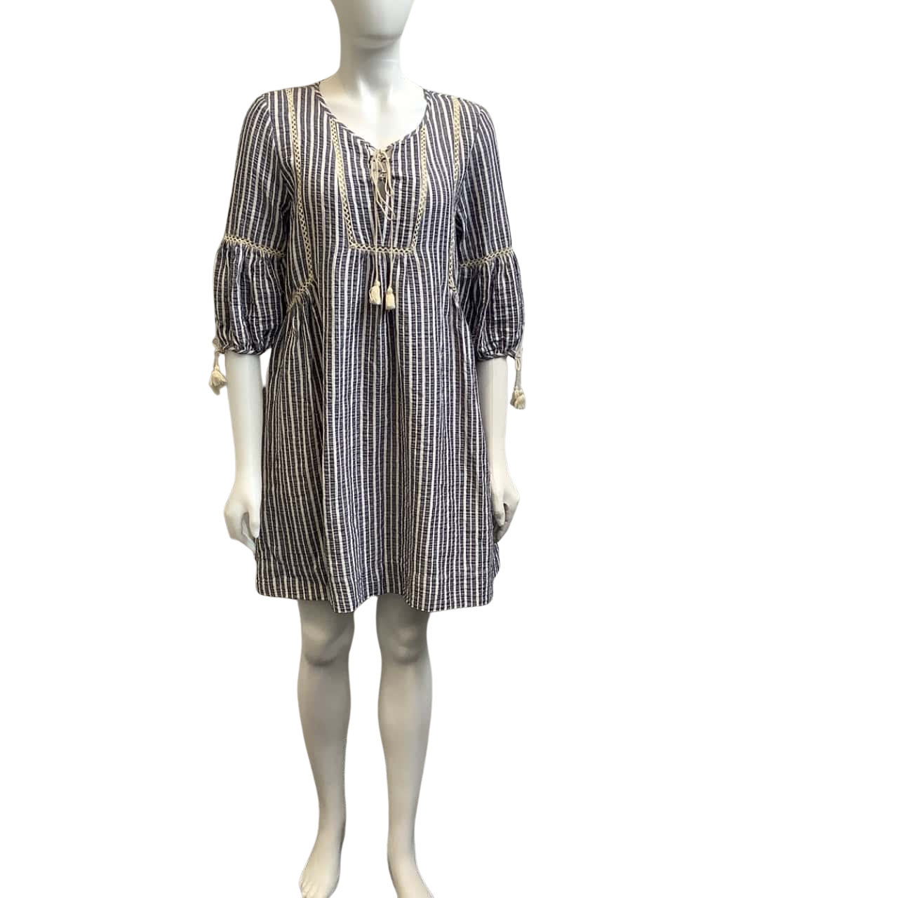 Catherine Murphy Womens AUS Size 8-10 Peasant Dress Grey /White(s) Catherine Murphy Womens AUS Size 8-10 Peasant Dress Grey /White(s)