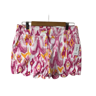 Crown & Ivy Shelby Womens Size 4 White / Pink / Orange / Pattern Scalloped Edge Shorts (mew)