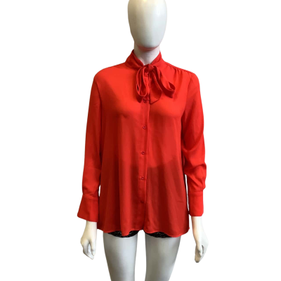 BNWT Cazinc The Label Women's Size 6 Romeo Pussy Bow Shirt Red