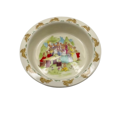 Vintage Royal Doulton Bunnykins Children’s Bowl Picnic Illustration  CUBES