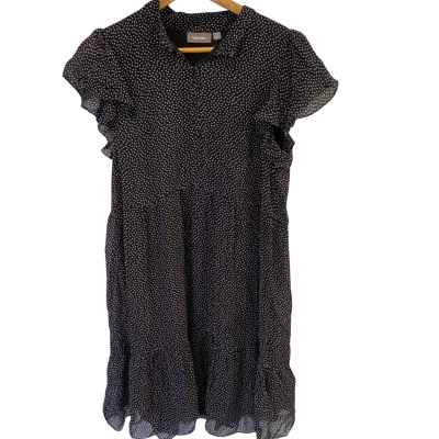 Sussan Womens  Size 12 Midi Dress Black With White Dots