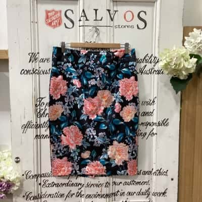 Review Brand! ABSOLUTE TOP TIER QUALITY MADE FLORAL PATTERNED SKIRT! Womens  Size 10 Asymmetrical Hemline Skirt / Mini Skirt Black  / Blue / Floral / Orange / Pattern 