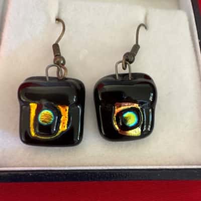  Women's Handmade Dichroic Glass Earrings 