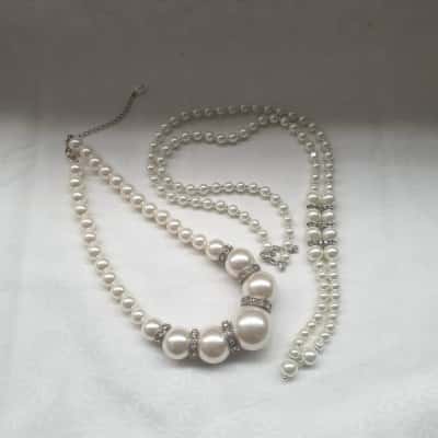 Elegant Faux Pearl & Diamante Women's Costume Necklace Combo Jewellery Pack