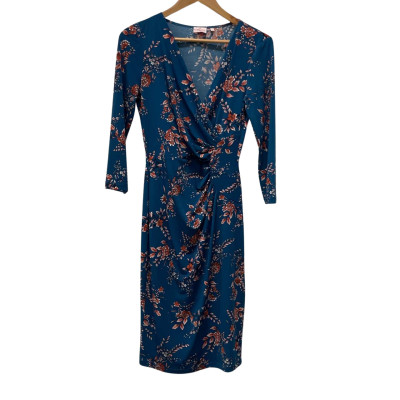 Leona Edmiston Womens  Size 10 Floral /Midi Dress Blue / Floral 