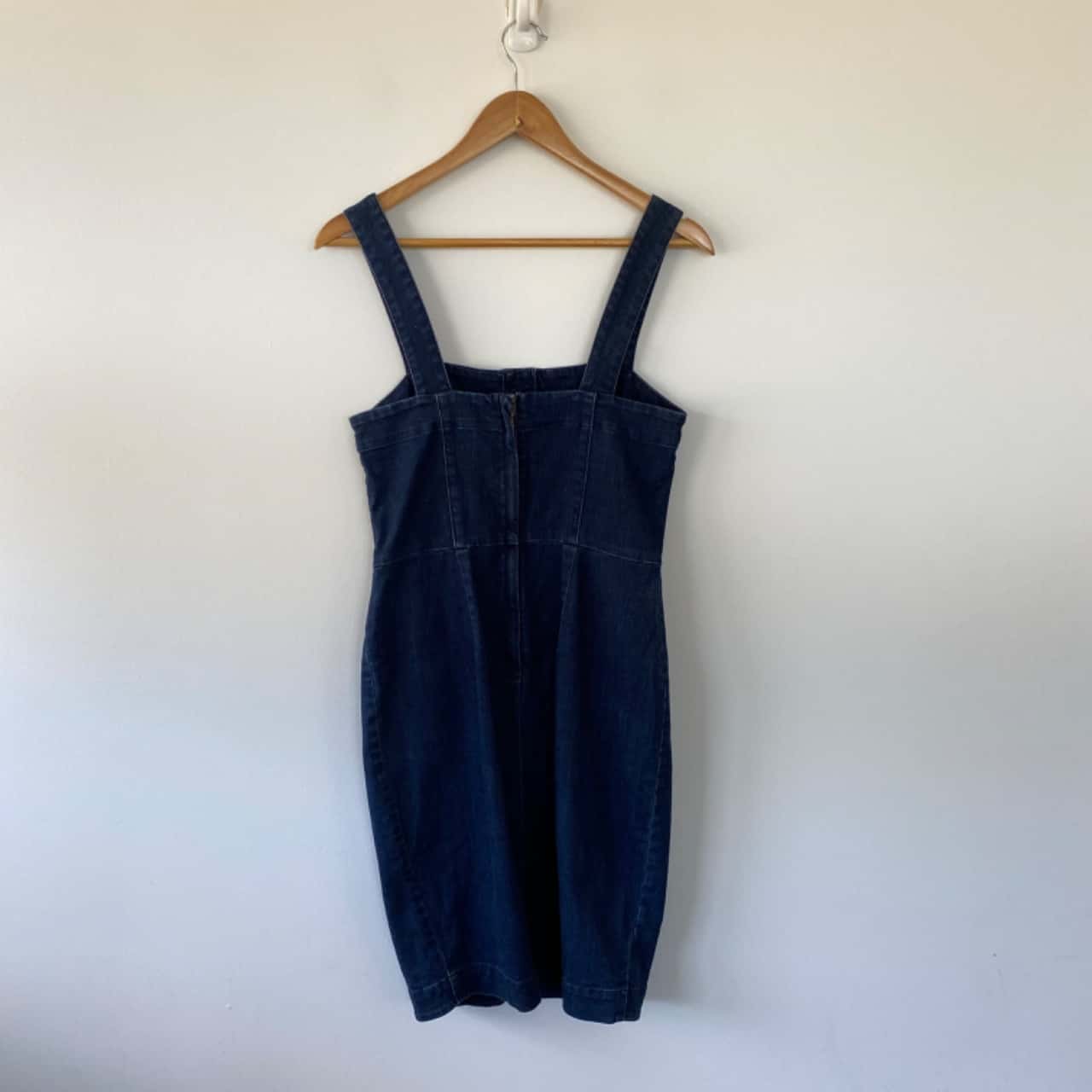 Country Road Navy Blue Button Up Bodycon Denim Mini Dress Size 10 / M(s)