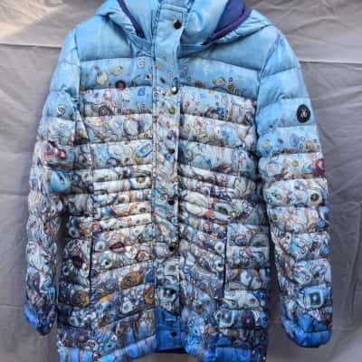  Dolcezza x Chantal Bir Womens Size M Bomber Jacket / Hooded Jacket / Parka Blue / Pattern 