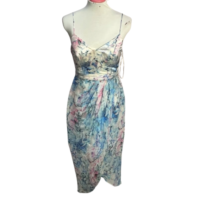 Forever New Womens  Size 8 Wrap Dress Blue / Floral / Pink  