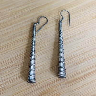 Sterling Silver Tribal Coil Earrings (Stamped 925)