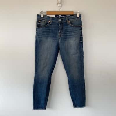 7 For All Mankind Blue Ankle Gwenevere Skinny Jeans  Size 28