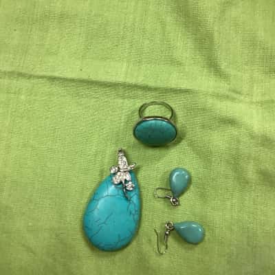 Earrings ring pendant set Womens set