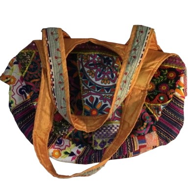  Vibrant Bohemian Featuring Stunning Patchwork of Colourful Embroidered Textiles Bag approx 42 x 29cm