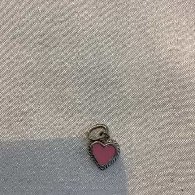 925 Silver Stamped Womens Heart Pendant with Pink Enamel
