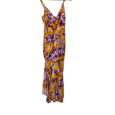 Sheike Womens  Size 8 Cocktail Dress / Floral Dress / Midi Dress / Shoestring Strap Dress Floral / Orange / Purple 